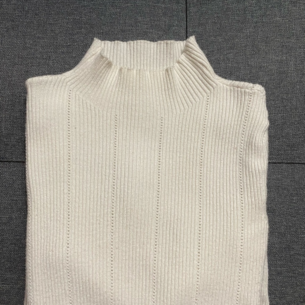 Cream Ribbed Knit Sweater - Picture 3 of 3